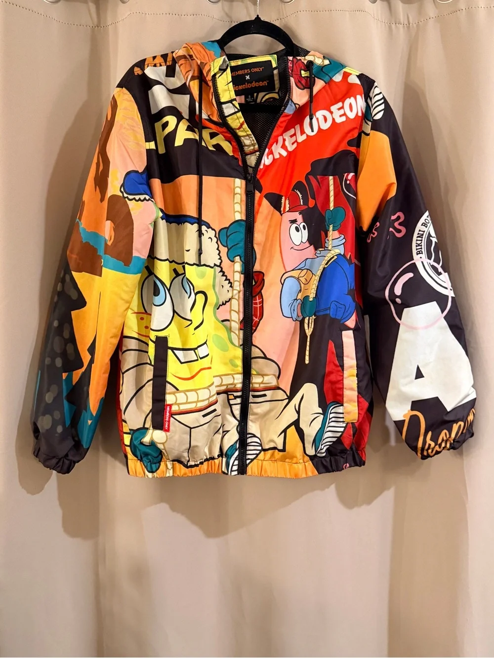 Members Only Multicolor Cartoon Print Hooded Puffer Jacket